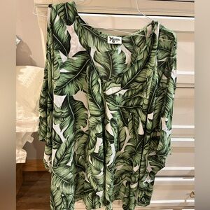 Show Me Your MuMu Green Leaf Print Top / Dress / Swim Cover Up